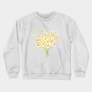 white Margaret daisy watercolor and ink bouquet Crewneck Sweatshirt